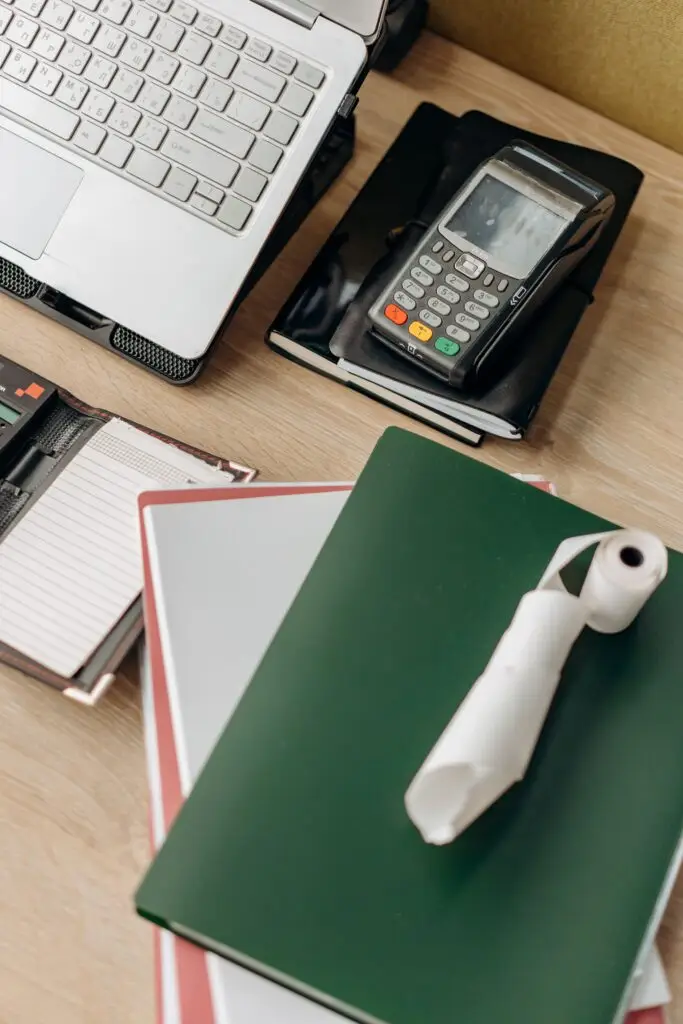 Laptop with billing materials